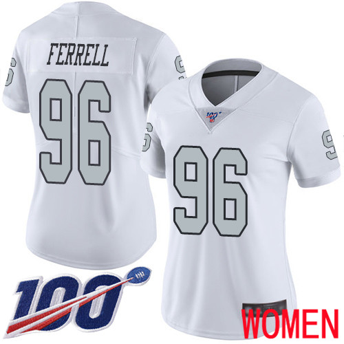 Oakland Raiders Limited White Women Clelin Ferrell Jersey NFL Football #96 100th Season Rush Vapor Jersey->youth nfl jersey->Youth Jersey